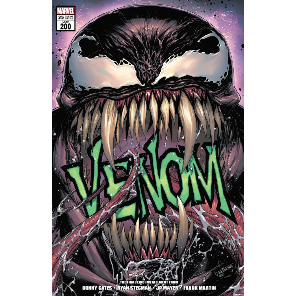 Marvel Venom 200th issue comic book with silver cover and menacing Venom artwork