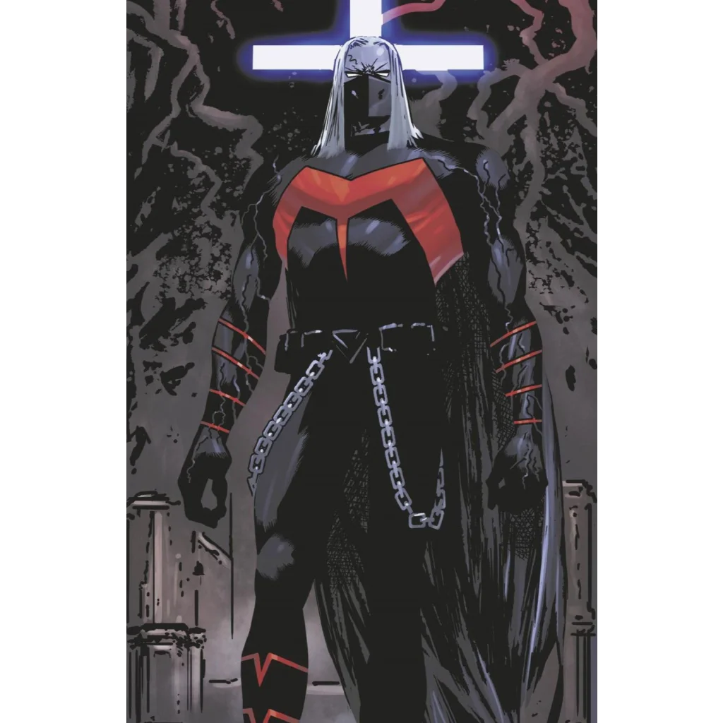 Dark-clad superhero with white hair and chains on cover of Venom 27 3rd PTG comic