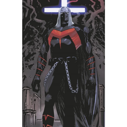 Dark-clad superhero with white hair and chains on cover of Venom 27 3rd PTG comic