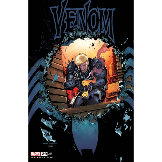 Comic book cover showing Agent Venom with torn effect revealing Flash Thompson