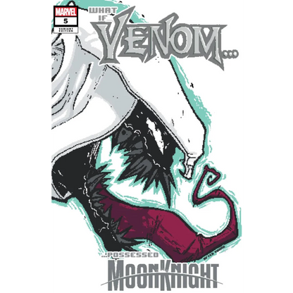 Venom What If variant cover: dark red black figure in white hooded cloak