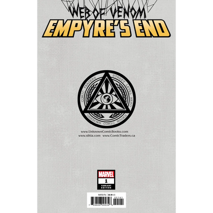 Comic book with black and gold title from Venom Empyres End featuring Knull’s domain