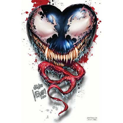 Heart-shaped Venom Spider Woman on brushed aluminum print