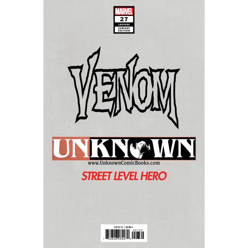 Venom Unknown Comics Tyler Kirkham Marvel Book with Venom logo and Unknown banner