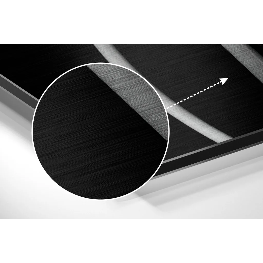 Stunning brushed aluminium dibond tulip wall art on black metal surface