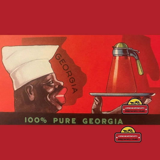 Very Rare 1930s Antique Vintage Caroga Syrup Label Cairo Ga Chef Advertisements Own a Piece of History:
