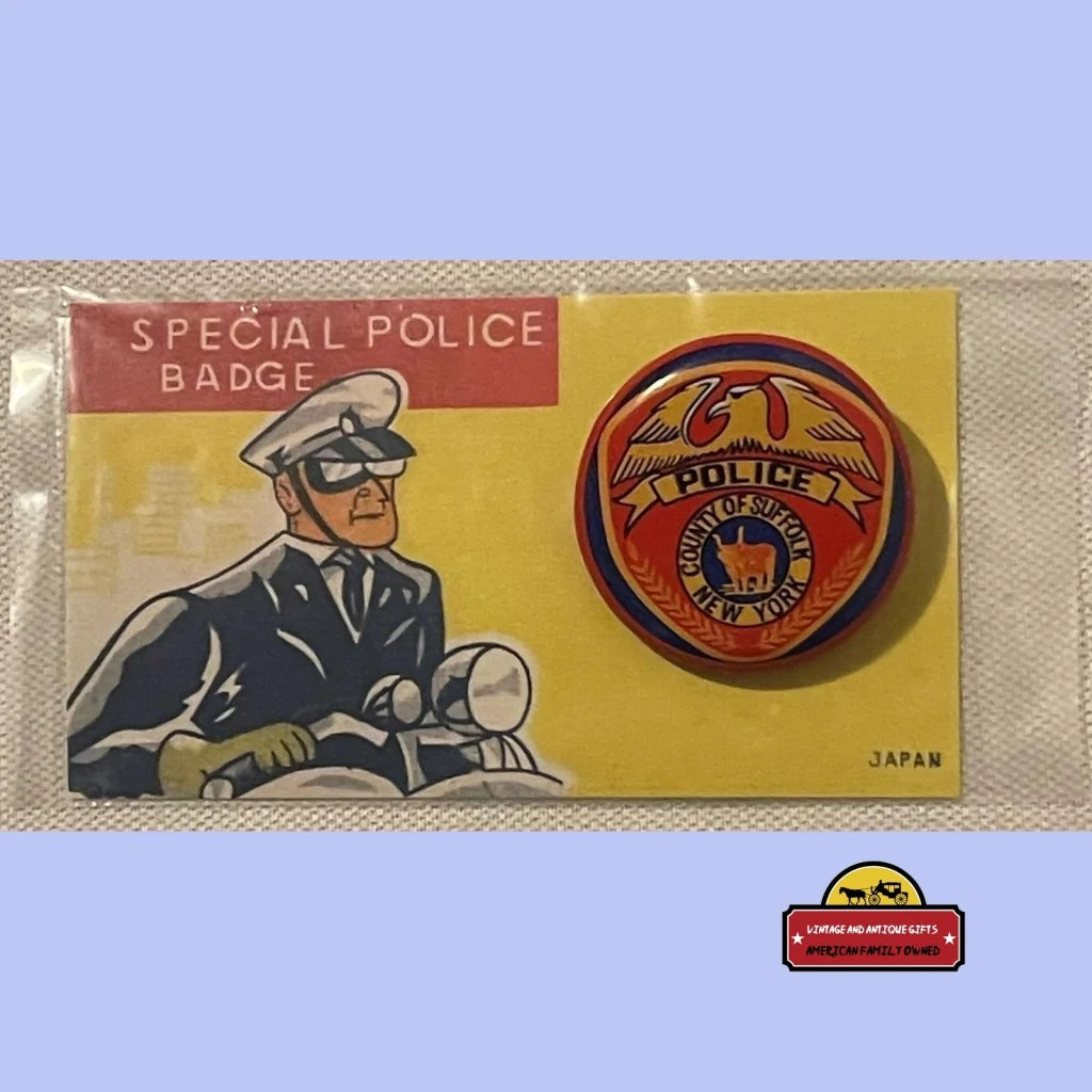 Very Rare 1950s Vintage 👮 Tin Litho Special Police Badge County Of Suffolk NY Collectibles Antique Misc.