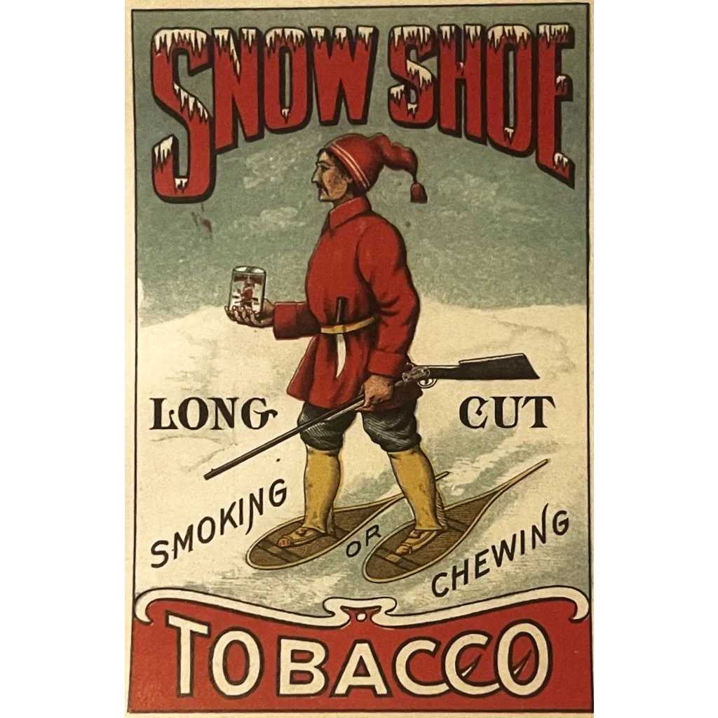 Very Rare Antique 1890s - 1900 Snowshoe Tobacco Label 🏔️ Detroit MI ❄️ Vintage Advertisements and Cigar Labels