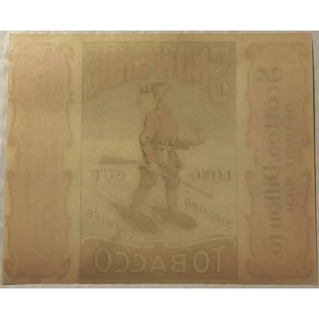 Faded vintage printing plate for a Rare 1890s Snowshoe Tobacco Label from Detroit