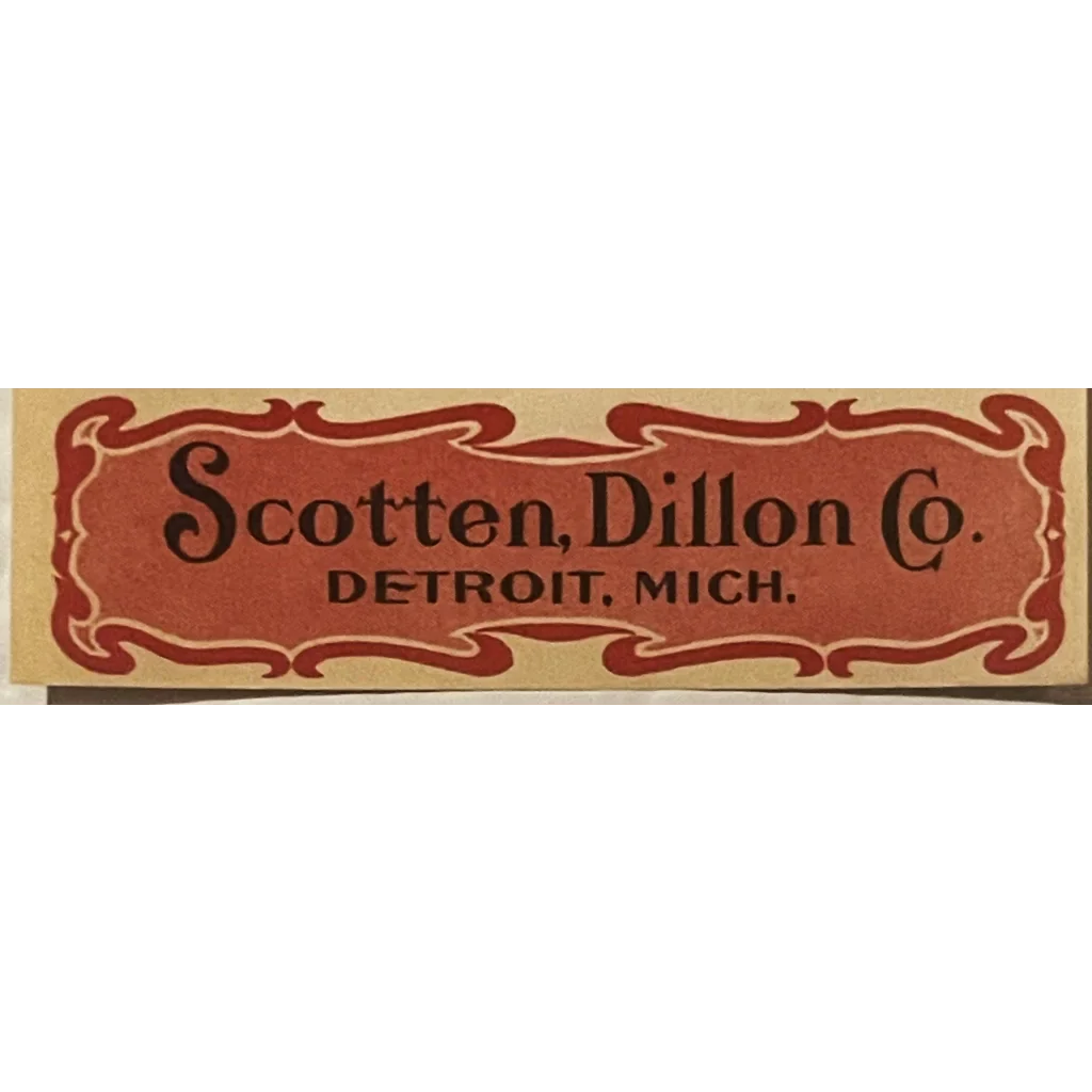 Vintage Scotten Dillon Co. Snowshoe Tobacco label from Detroit in reddish-brown design