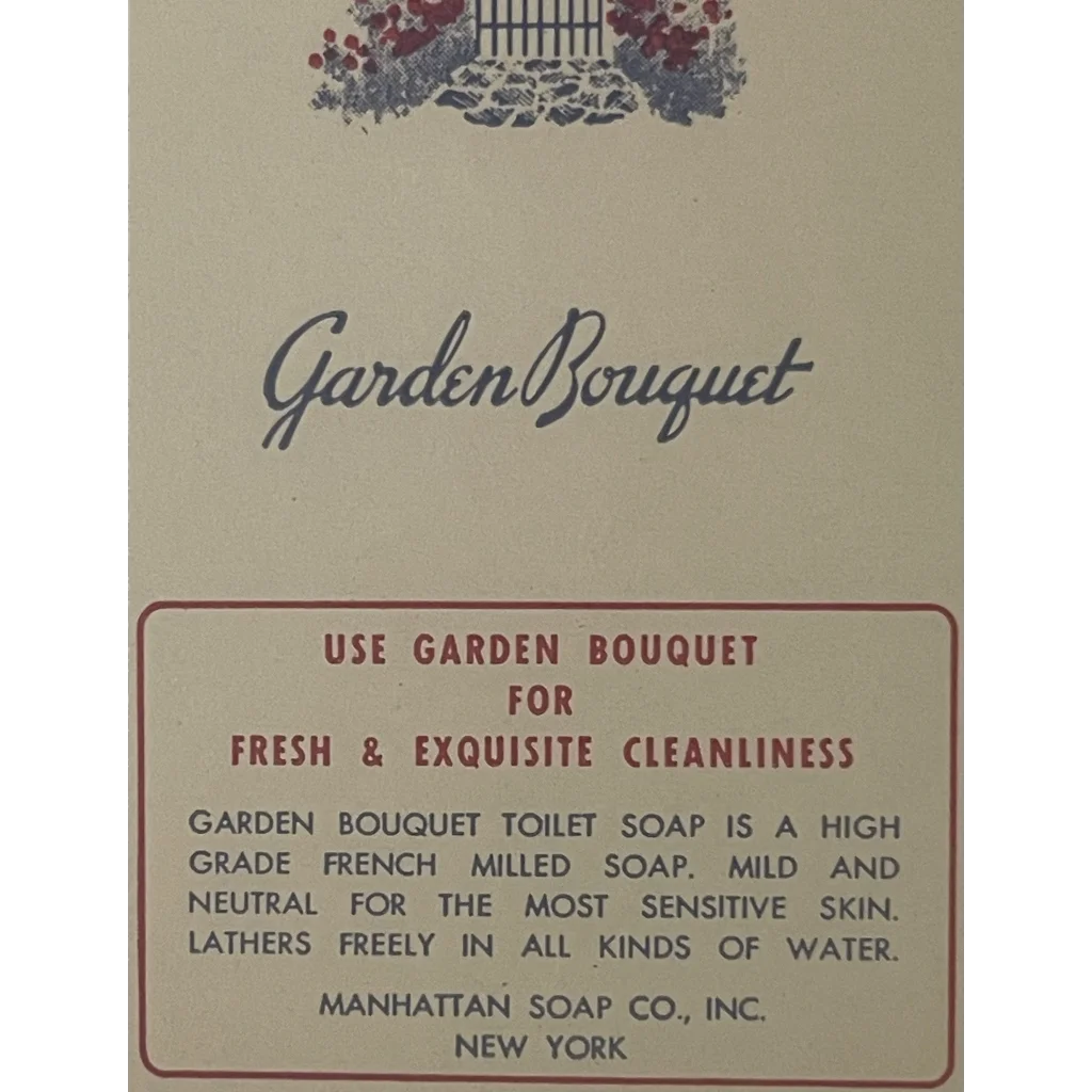 Very Rare Antique Early 1900s 🗽 Garden Bouquet Toilet Soap Label Manhattan NY Vintage Advertisements Collectible