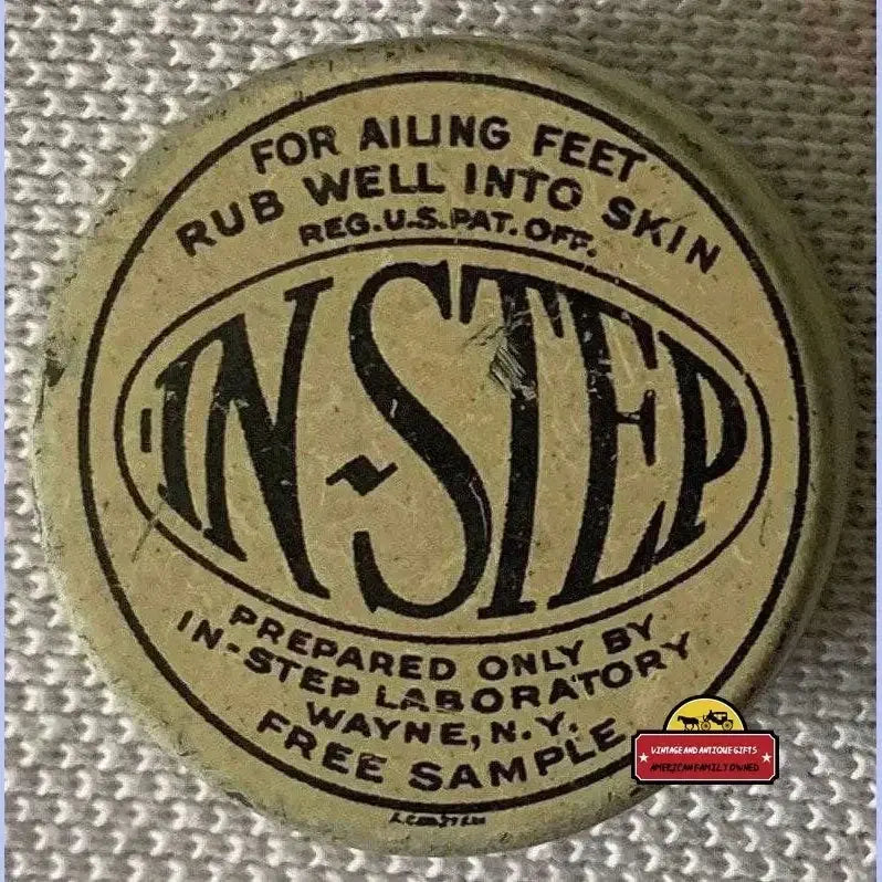 Vintage In-Step foot cream metal tin label for collectors