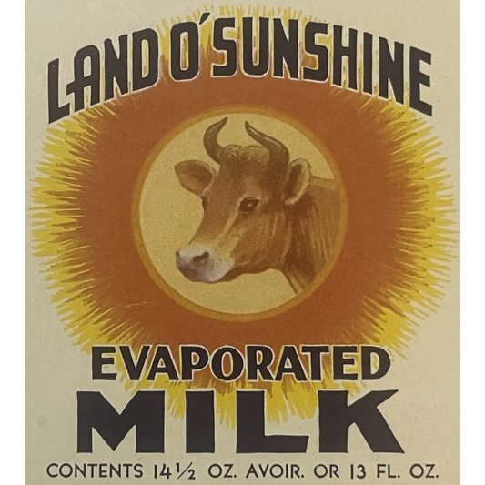 Very Rare 🐮 Antique Vintage 1920s Land of Sunshine 🥛 Label Jacksonville FL Advertisements Label: