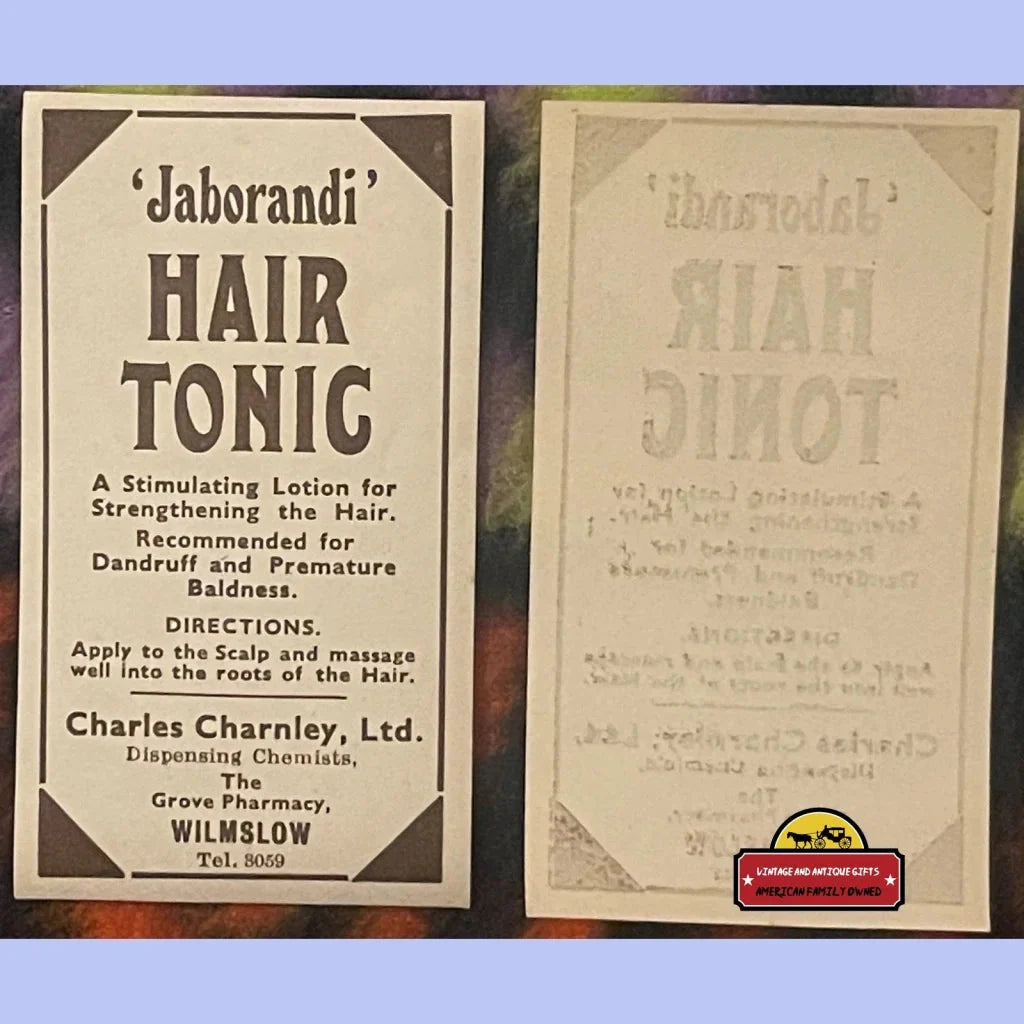 Vintage advertisement for Jaborandi Hair Tonic showing hair-strengthening benefits