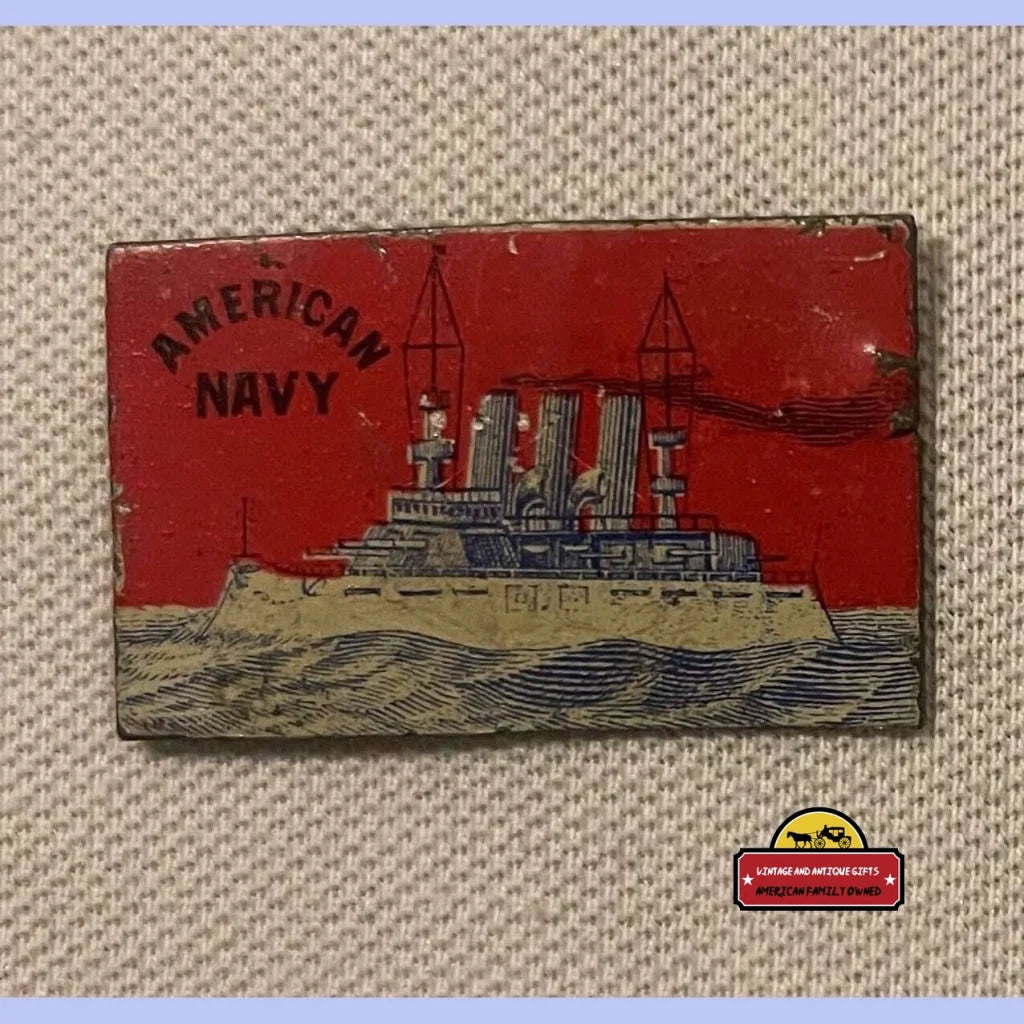 Very Rare with Back Antique Vintage 1870s - 1910s American Navy Tin Tobacco Tag Advertisements Tags | Tobacciana
