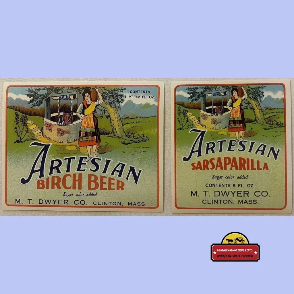 Very Rare Combo 1930s Antique Vintage Artesian Labels What Is Sugar Color?? Advertisements and Soda Discover the Enigma