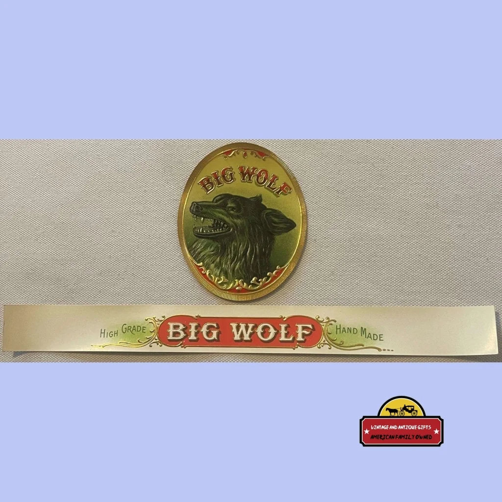 Very Rare Combo 2 Antique Vintage Big Wolf Embossed Cigar Labels 1910s - 1930s - Advertisements - Tobacco And |