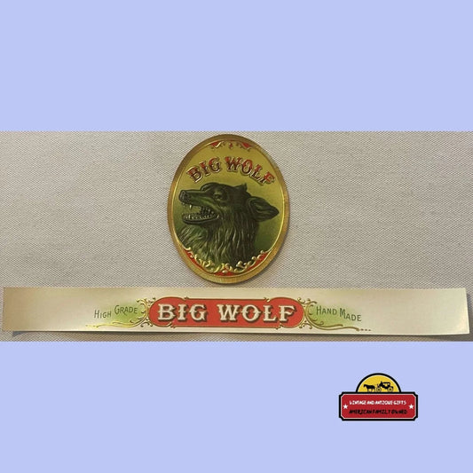 Very Rare Combo 2 Antique Vintage 1910s - 1930s Big Wolf Embossed Cigar Labels Advertisements - Stunning Advertising