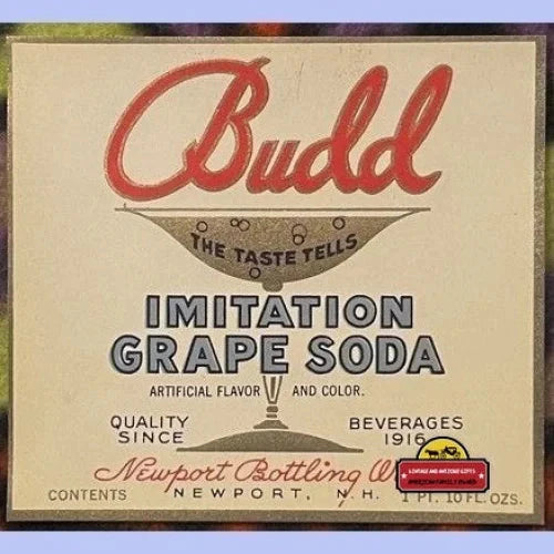 Very Rare Combo Antique Vintage Budd Beverage Soda Labels Newport Lebanon Nh 1920s Advertisements - NH