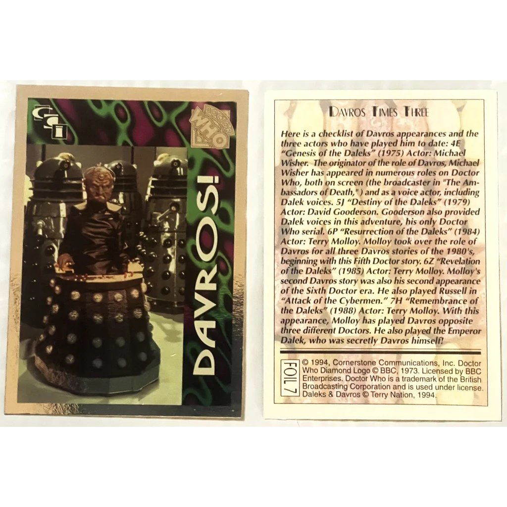 1994 Doctor Who Complete Foil Card Set Cards 17 1994 Doctor Who Complete Foil Card Set Cards 17