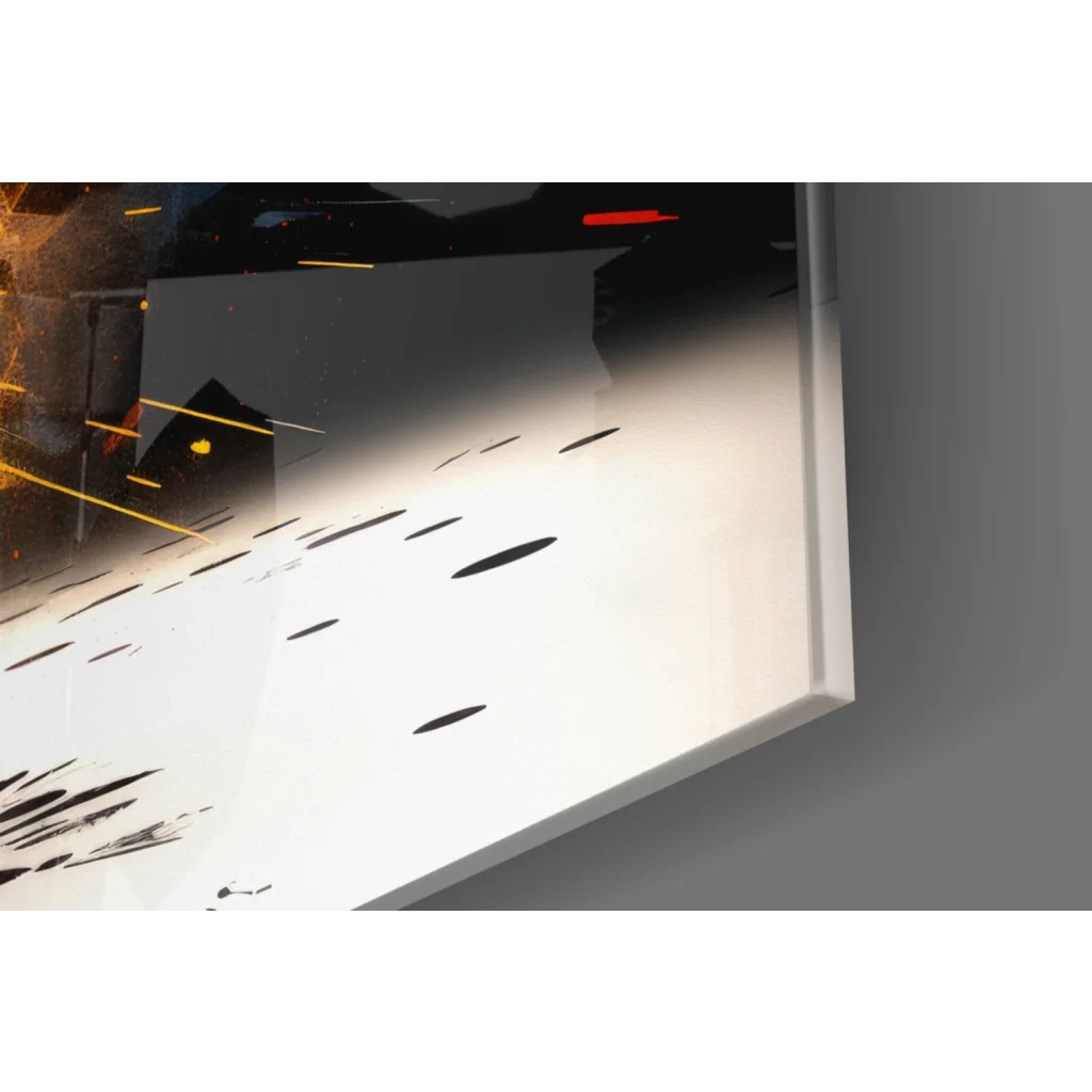 Vibrant 3D bull canvas wall art in black white abstract splattered paint design