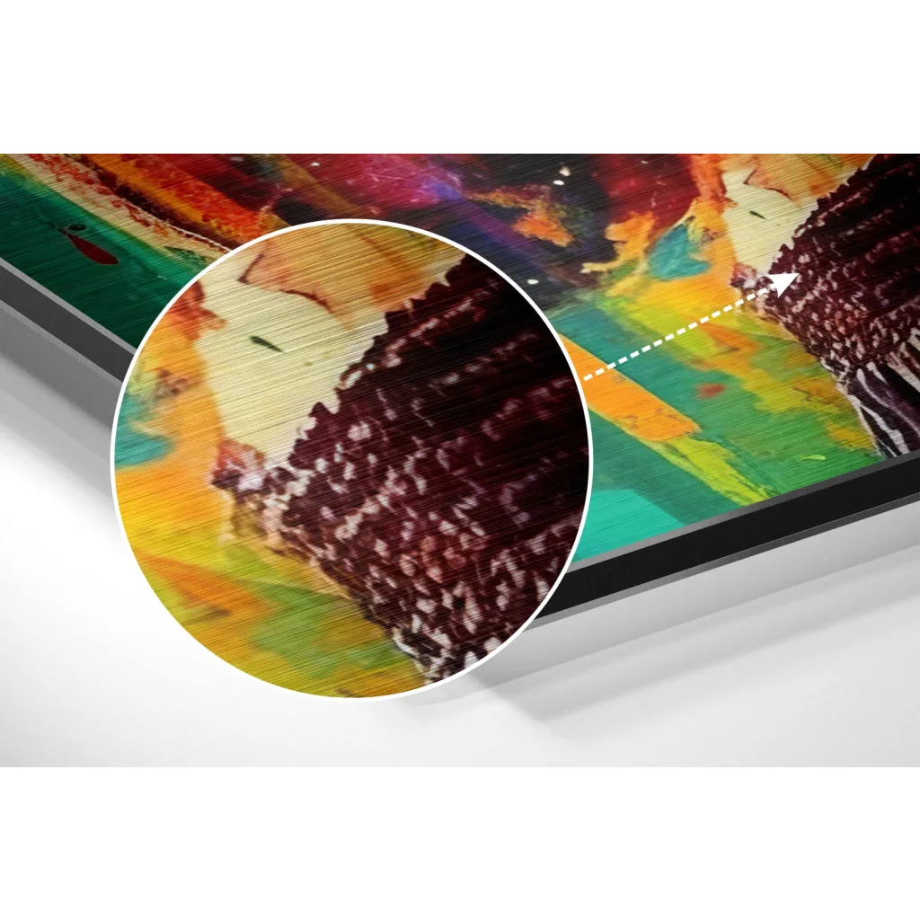 Vibrant abstract boxer art on brushed aluminium dibond panel