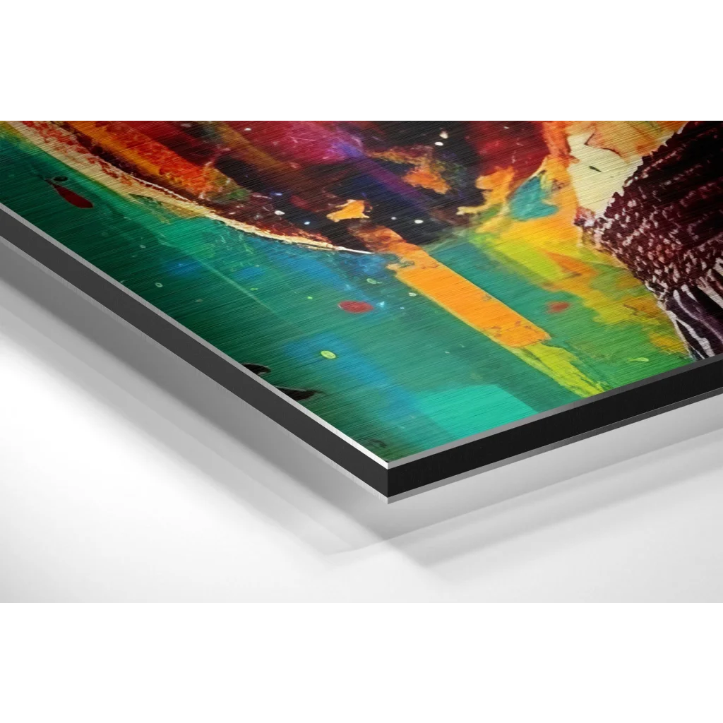 Vibrant abstract boxer art on brushed aluminium dibond panel