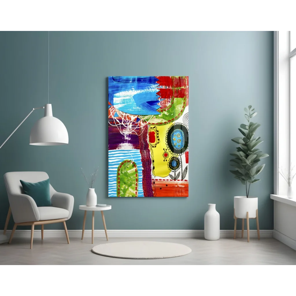 Vibrant abstract canvas wall art with bold colorful brushstrokes