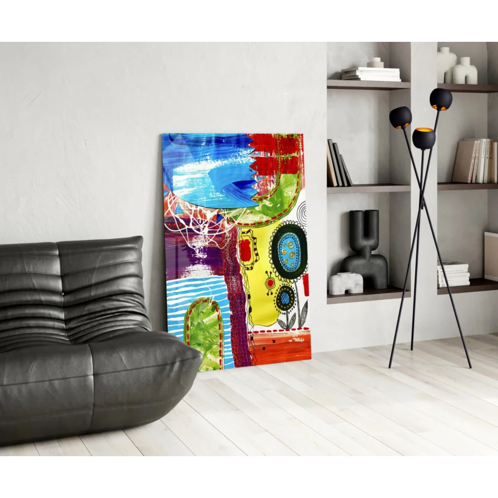 Vibrant abstract canvas wall art with bold colorful brushstrokes