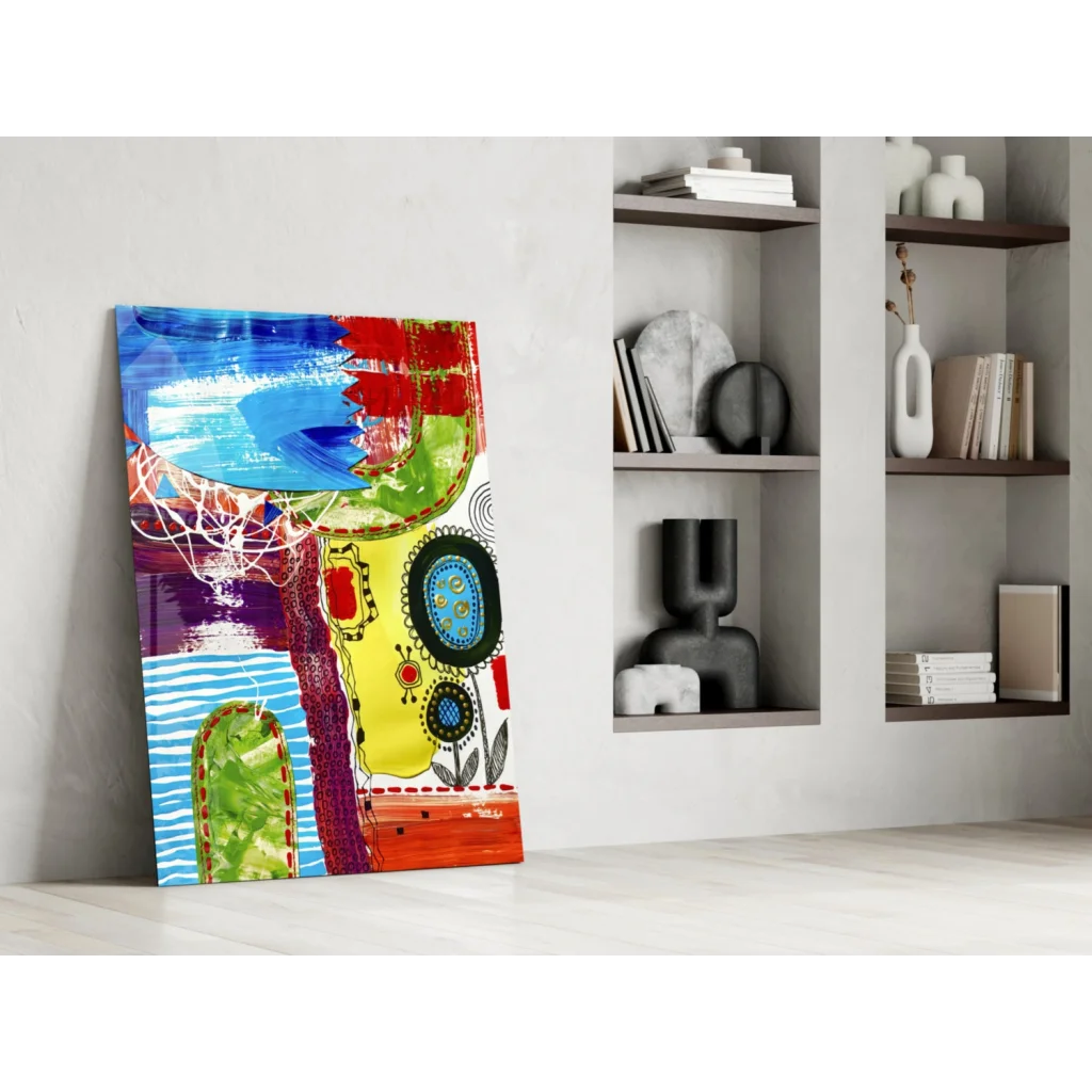 Vibrant abstract canvas wall art with bold colorful brushstrokes