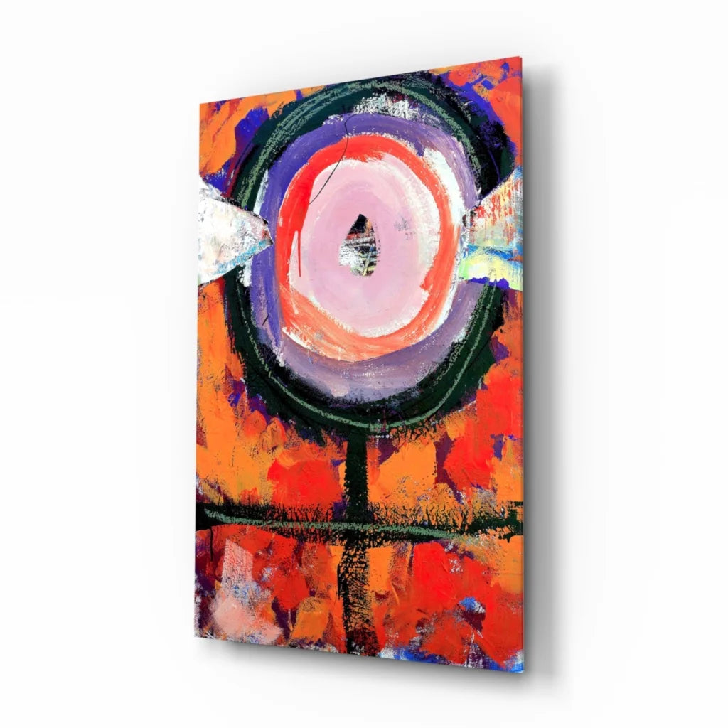 Vibrant pink purple abstract canvas wall art in black frame