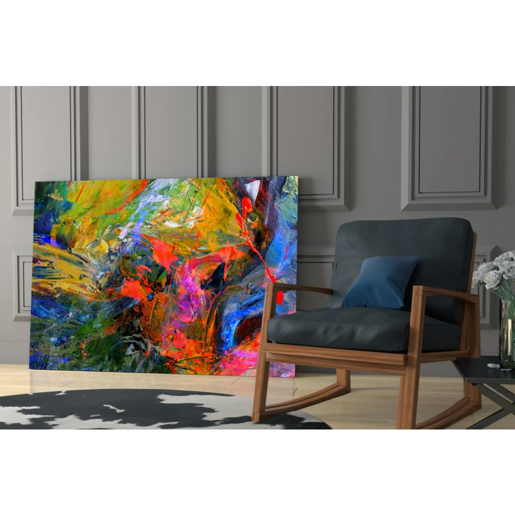 Vibrant abstract canvas wall art with bold textured brushstrokes