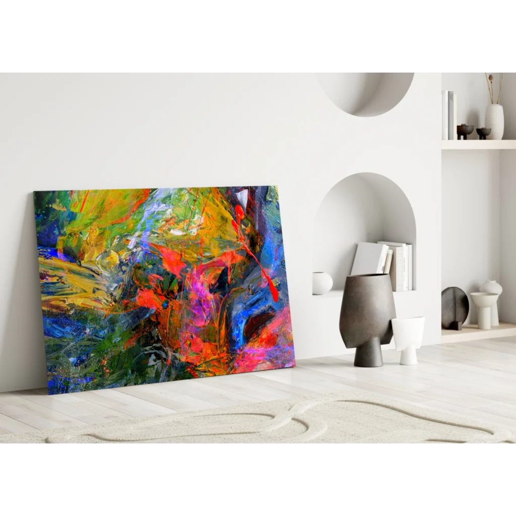 Vibrant abstract canvas wall art with bold textured brushstrokes