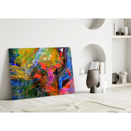 Vibrant abstract canvas wall art with bold textured brushstrokes