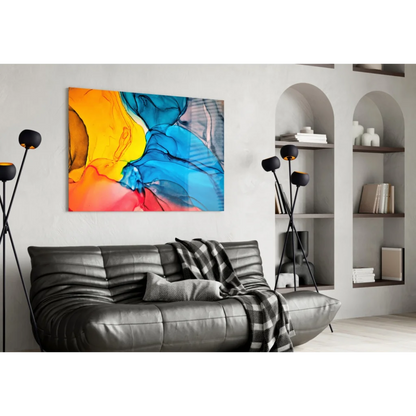Vibrant abstract canvas wall art with bold colors and textured design