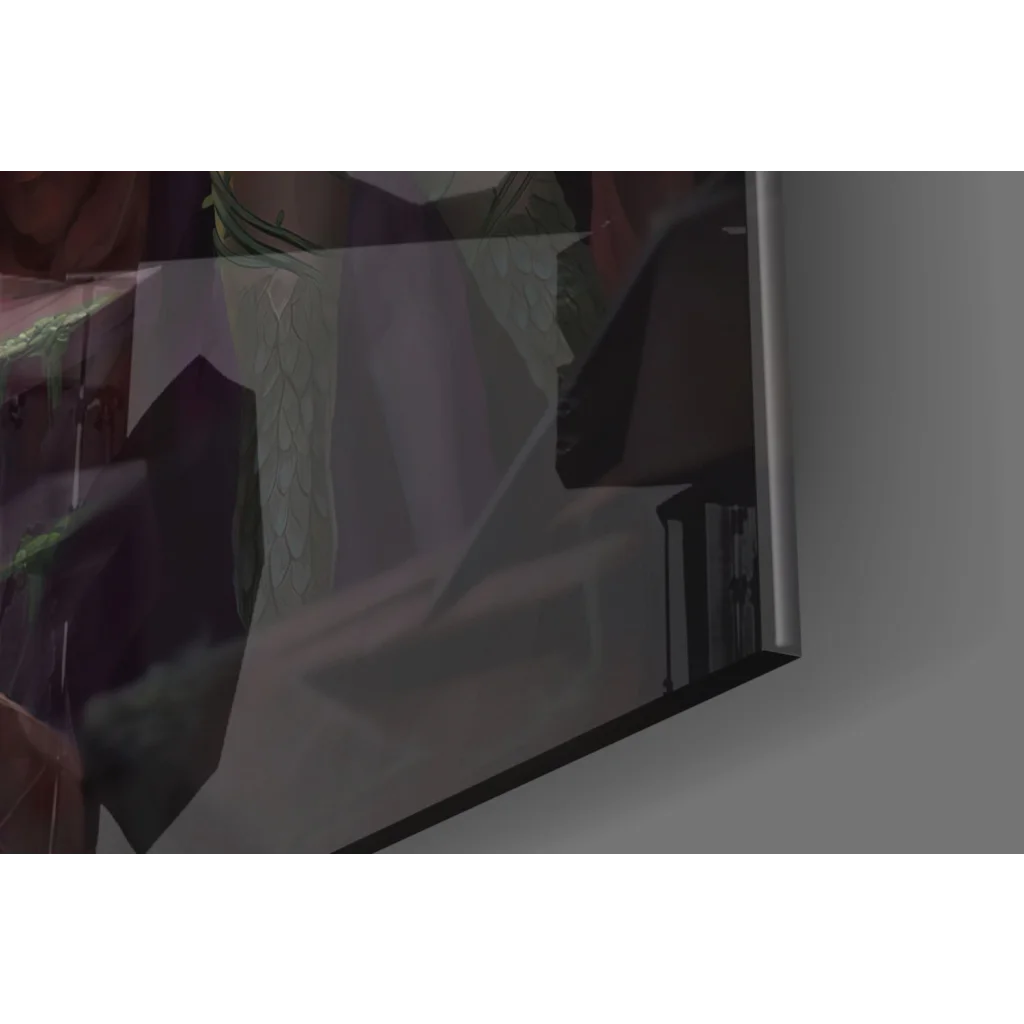 Silver rectangular glass wall art mirror with black frame