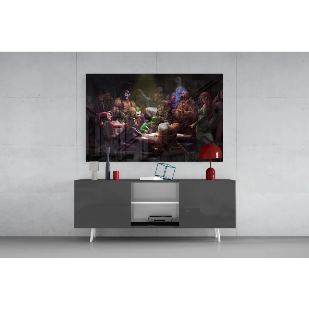 Modern 4K UHD TV with sleek black frame and silver legs as wall art
