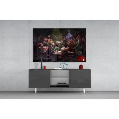 Modern 4K UHD TV with sleek black frame and silver legs as wall art