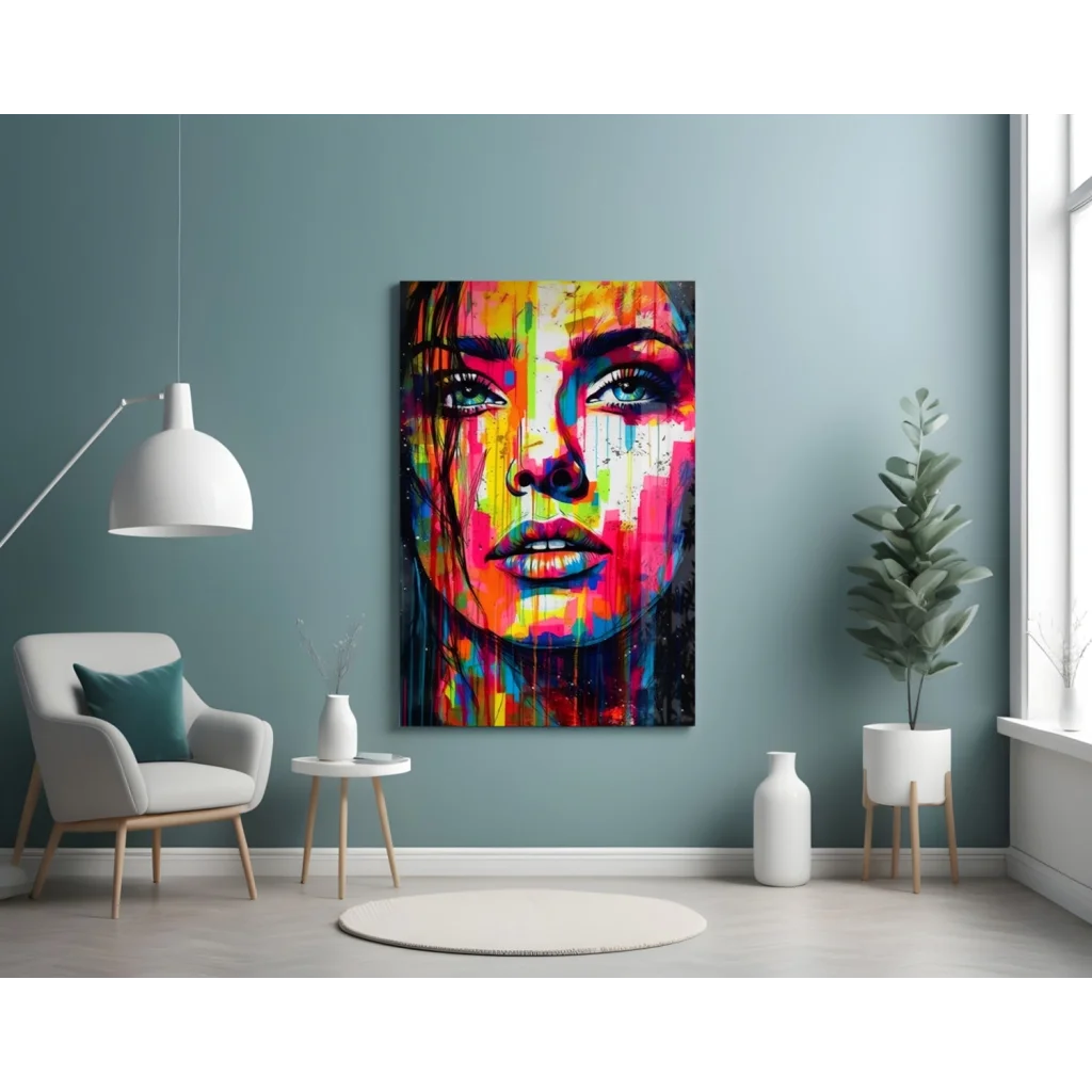 Vibrant abstract face wall art canvas for modern spaces