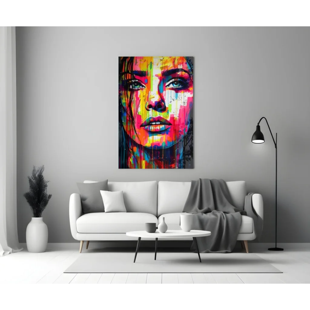 Vibrant abstract face canvas wall art for modern spaces