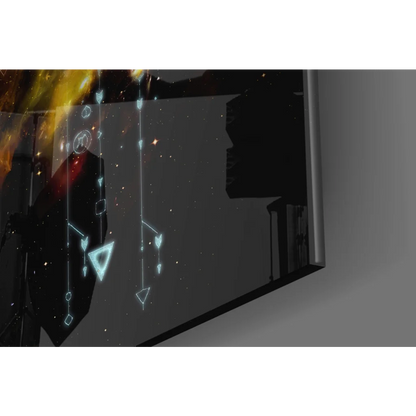 Vibrant abstract face wall art print in bold cosmic colors