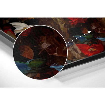 Vibrant abstract floral art on brushed aluminium dibond print