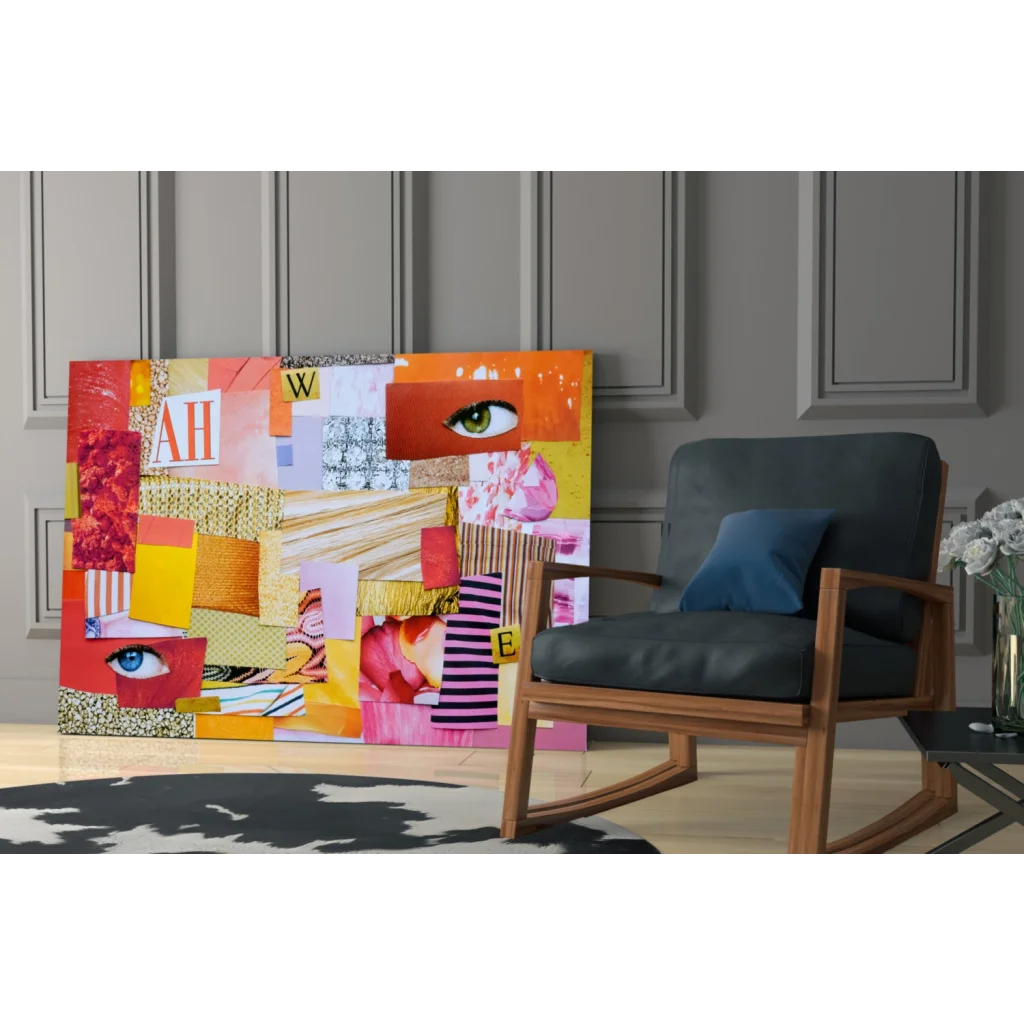 Vibrant abstract geometric wall art canvas explosion in multi-colored hues