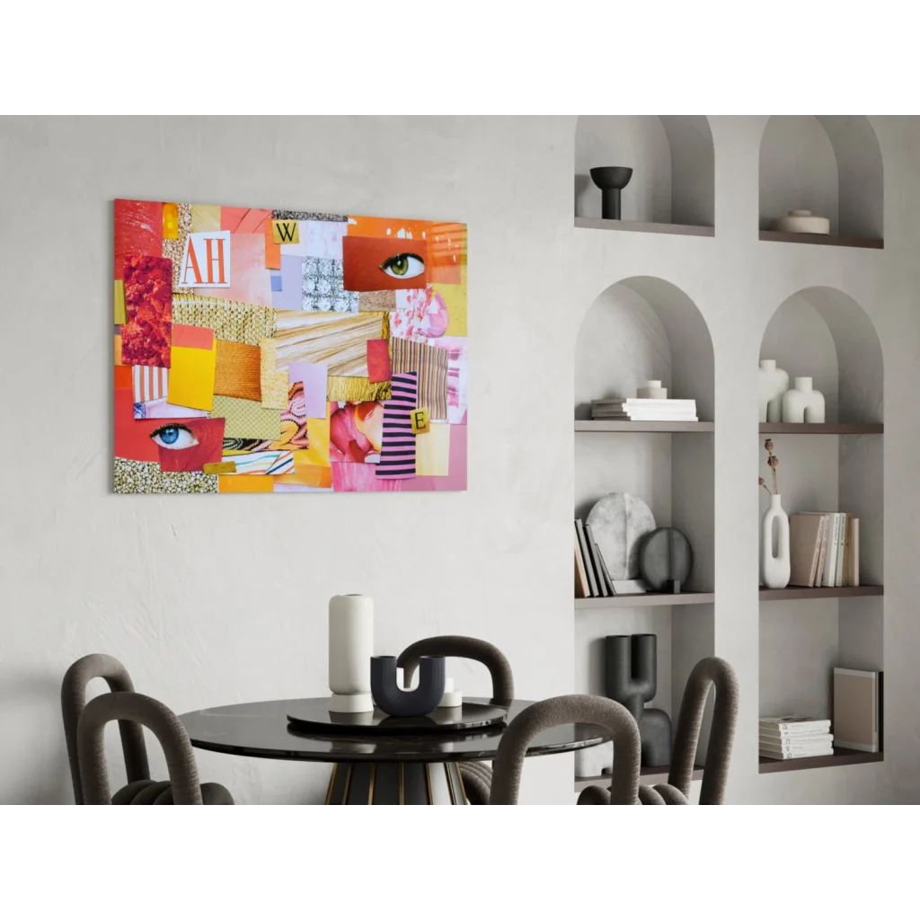 Vibrant abstract geometric wall art canvas explosion with bold colorful shapes