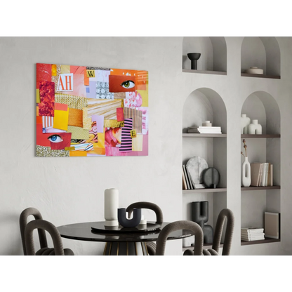 Vibrant abstract geometric wall art canvas explosion with bold colorful shapes