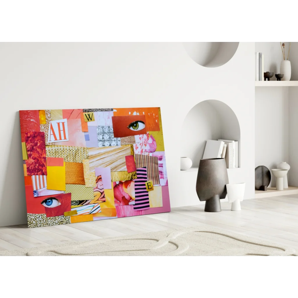 Vibrant abstract geometric wall art canvas with bold colorful shapes