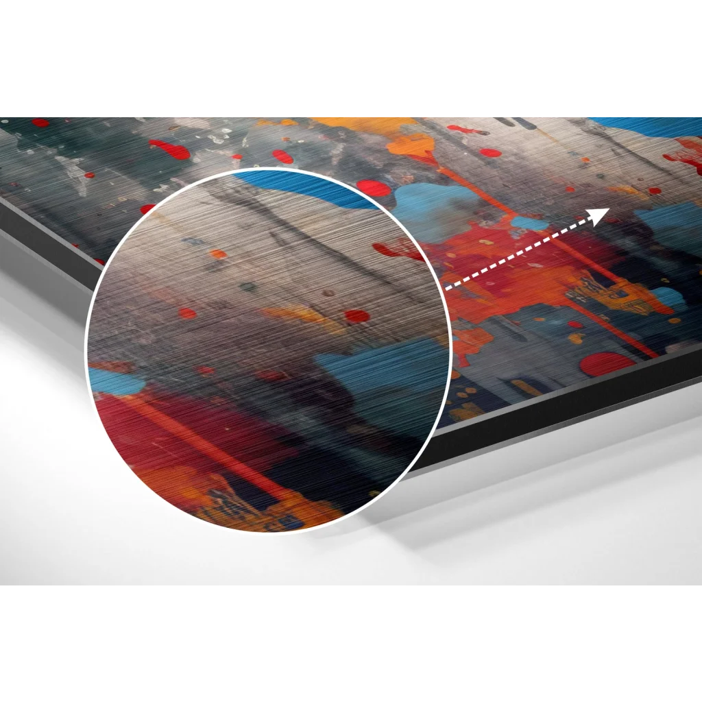 Vibrant abstract lips art print on brushed aluminium dibond