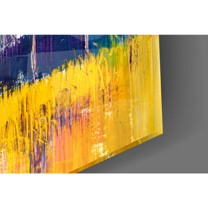 Vibrant yellow and orange abstract trees wall art on canvas