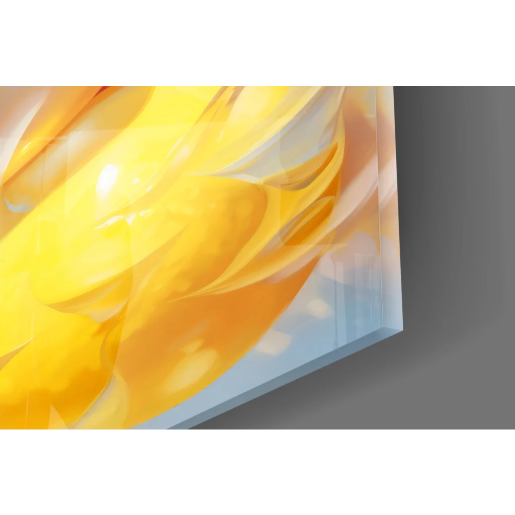 Vibrant abstract woman wall art on glass panel with flowing hair