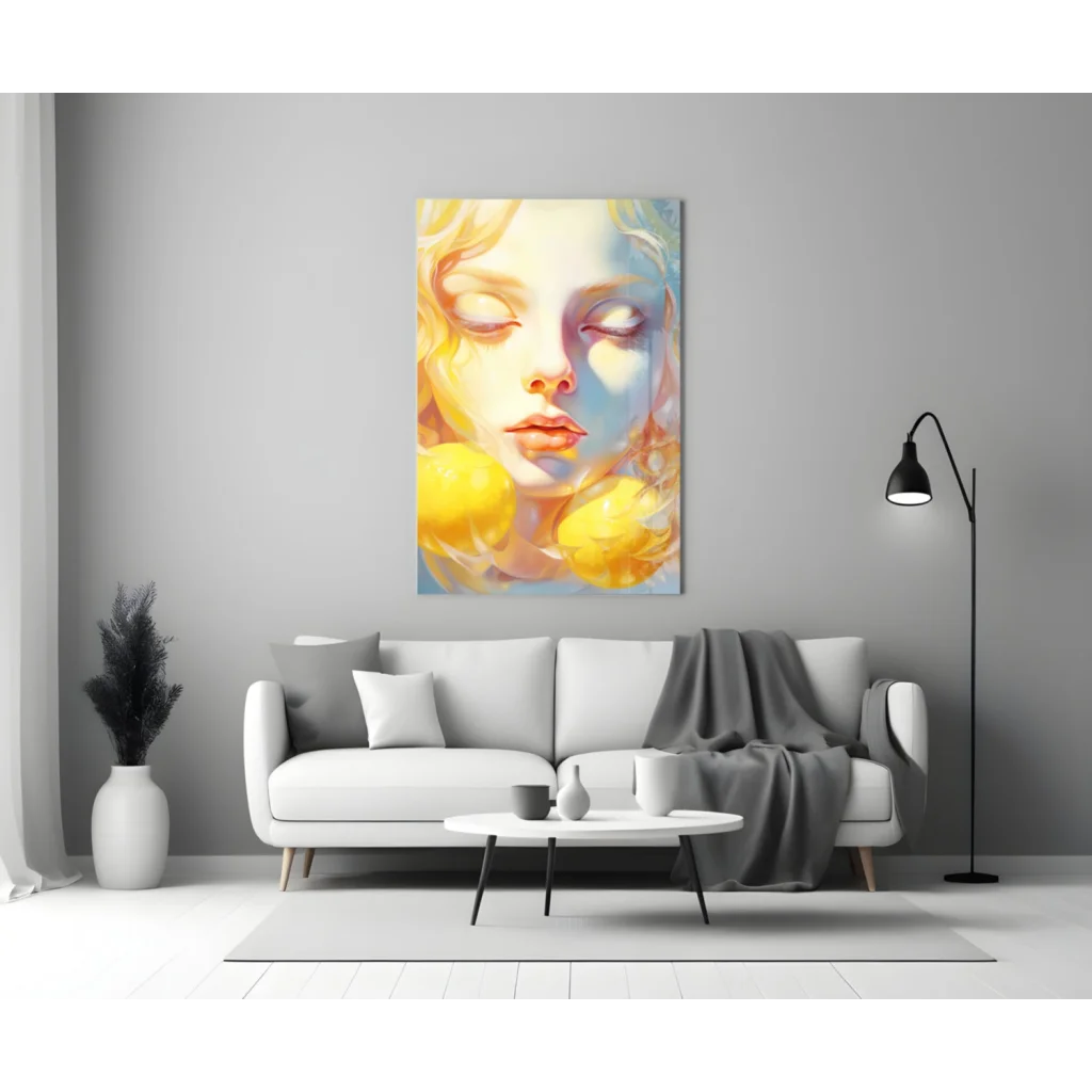 Vibrant abstract woman canvas wall art with flowing hair print